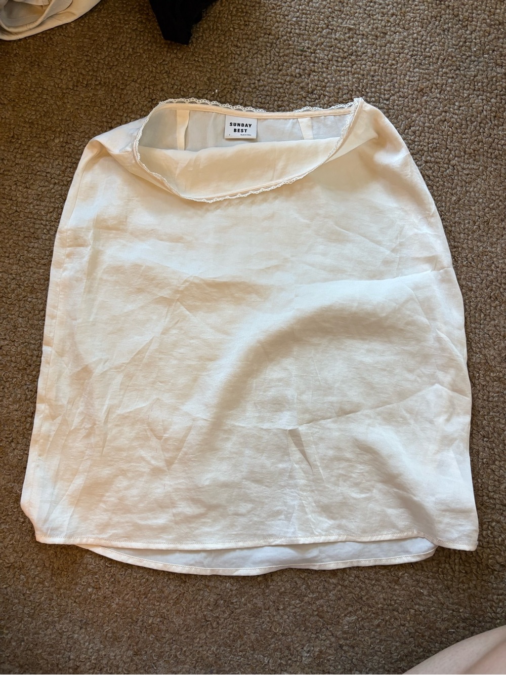 Sunday Best Ivory A-Line Linen-Blend Skirt